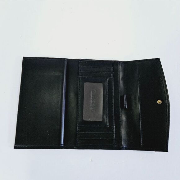 NWT Timberland Black Sleek Pebbled Leather Signature Logo Wallet Clutch Billfold - Picture 4 of 10